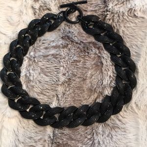Michael Kors black crystal chain link necklace